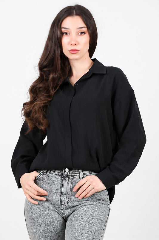 Kadın Uzun Kol Gömlek  Siyah