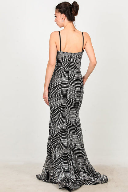 Kadın Kolsuz Uzun Abiye  Gümüş