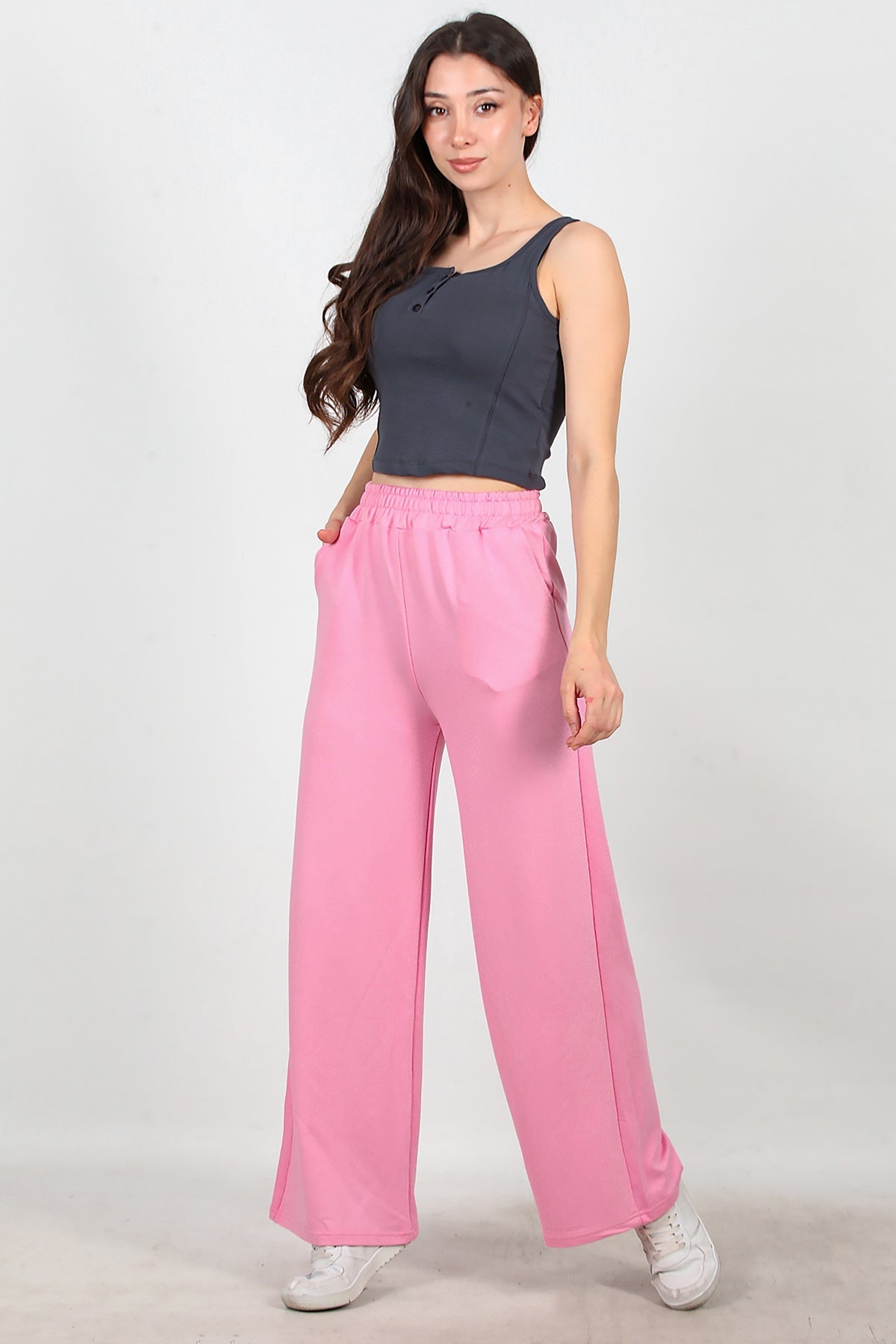 Kadın Bol Paça Cepli Eşofman  Pembe