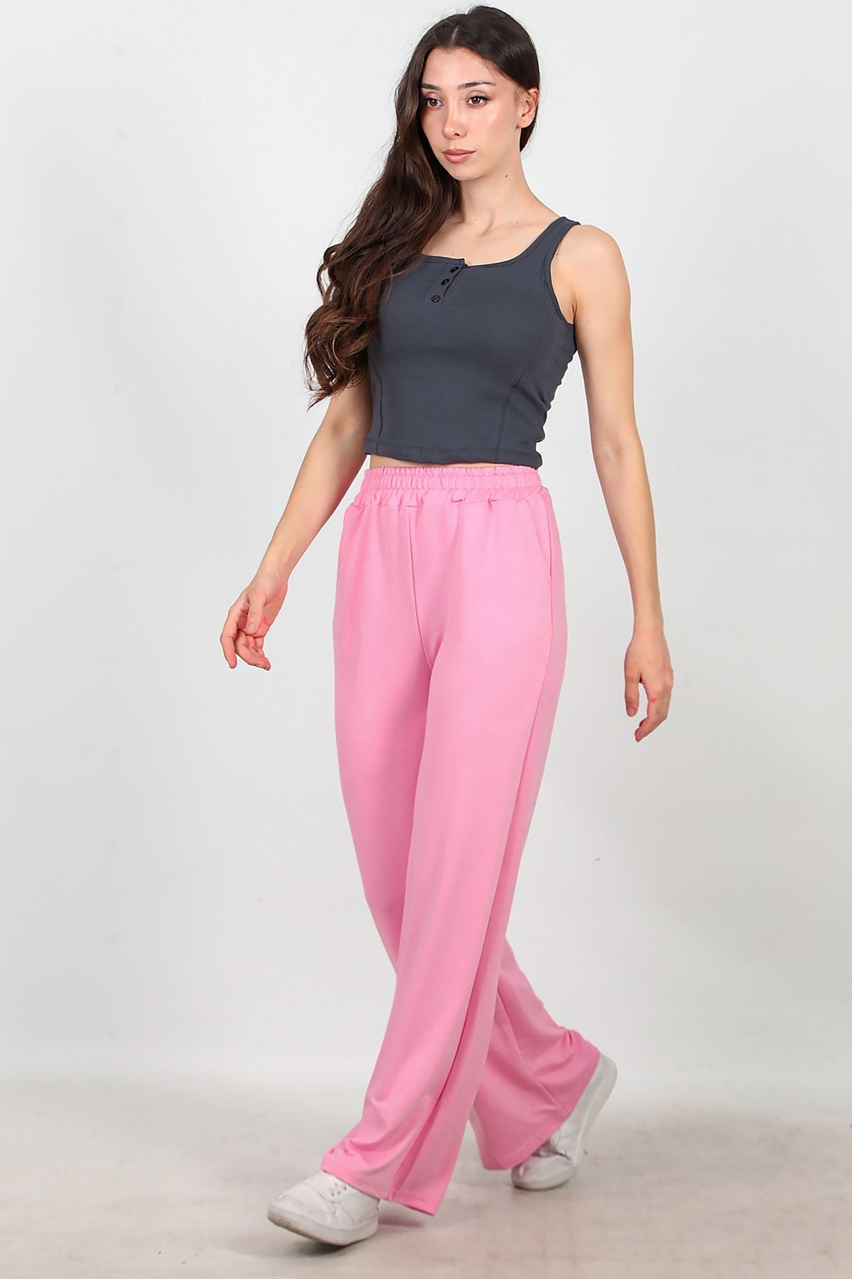 Kadın Bol Paça Cepli Eşofman  Pembe