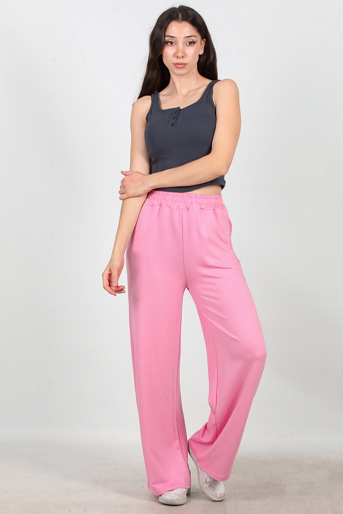 Kadın Bol Paça Cepli Eşofman  Pembe