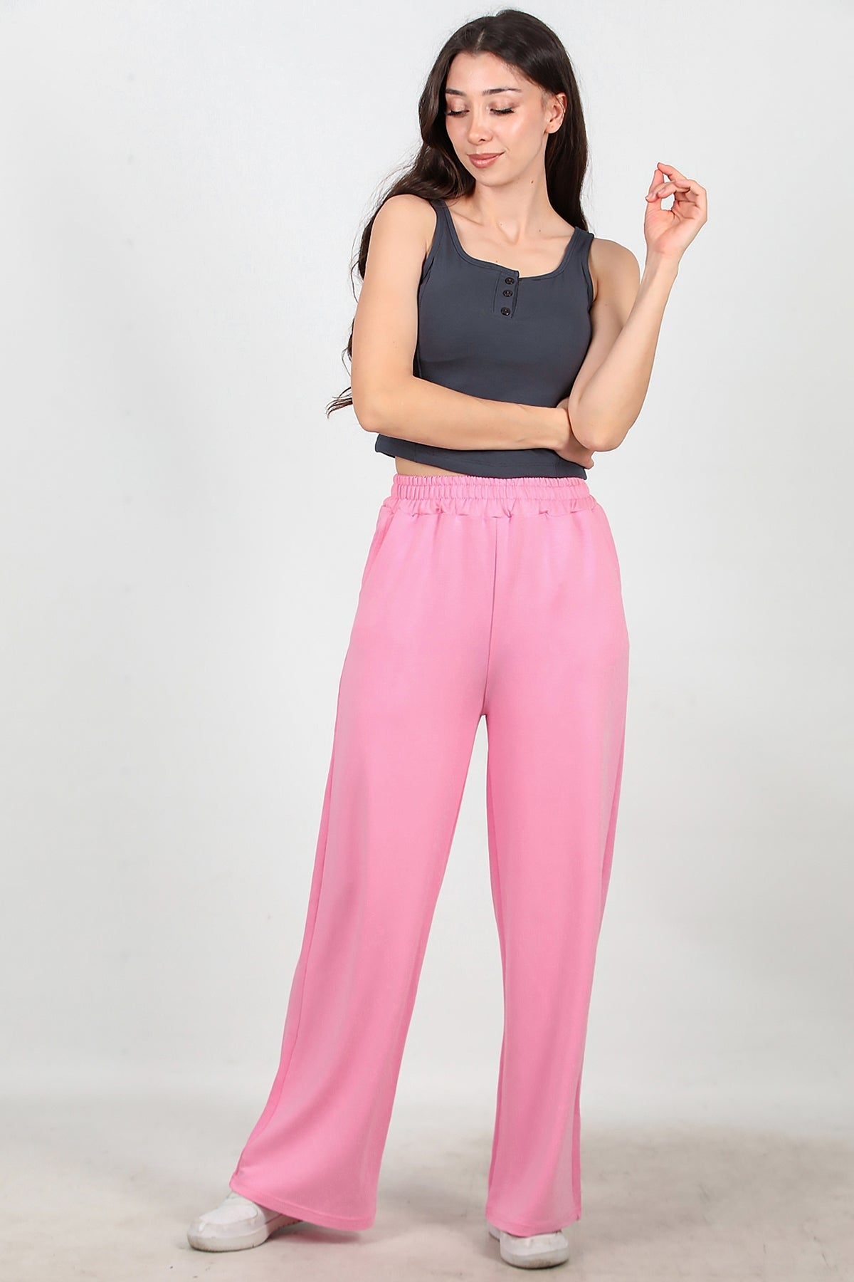 Kadın Bol Paça Cepli Eşofman  Pembe