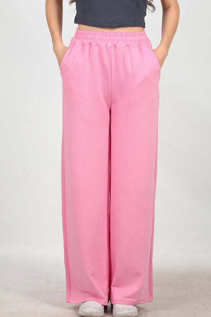 Kadın Bol Paça Cepli Eşofman  Pembe