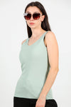 Kadın Kaşkorse Kalın Askılı Bluz  Yeşil