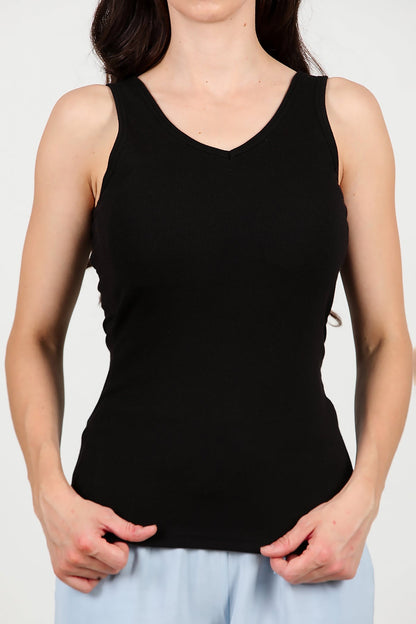 Kadın Kaşkorse Kalın Askılı Bluz  Siyah