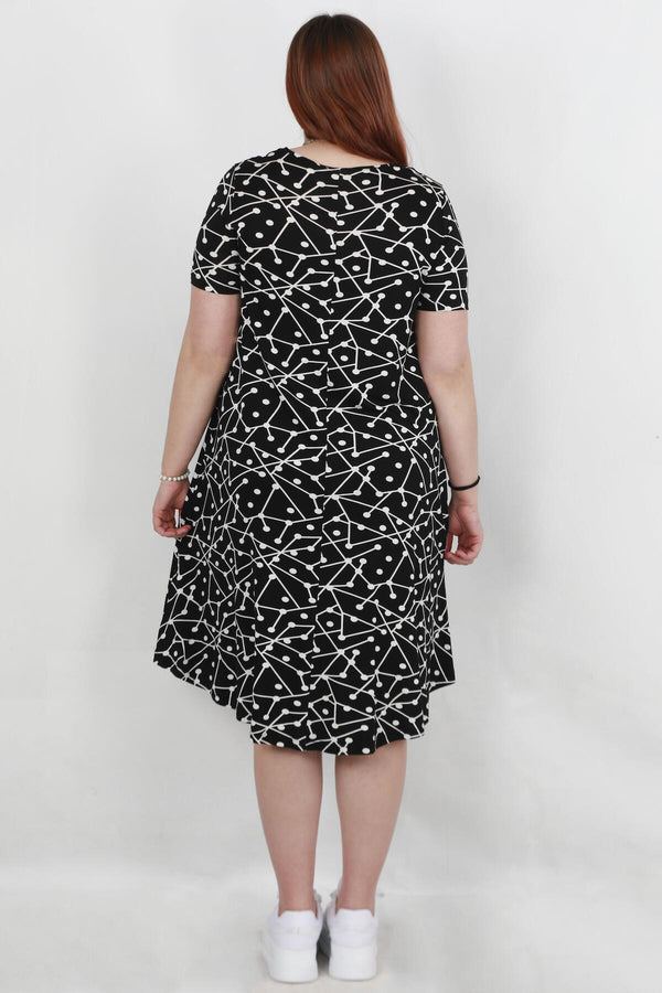 Büyük Beden Desenli Elbise  Çok Renkli