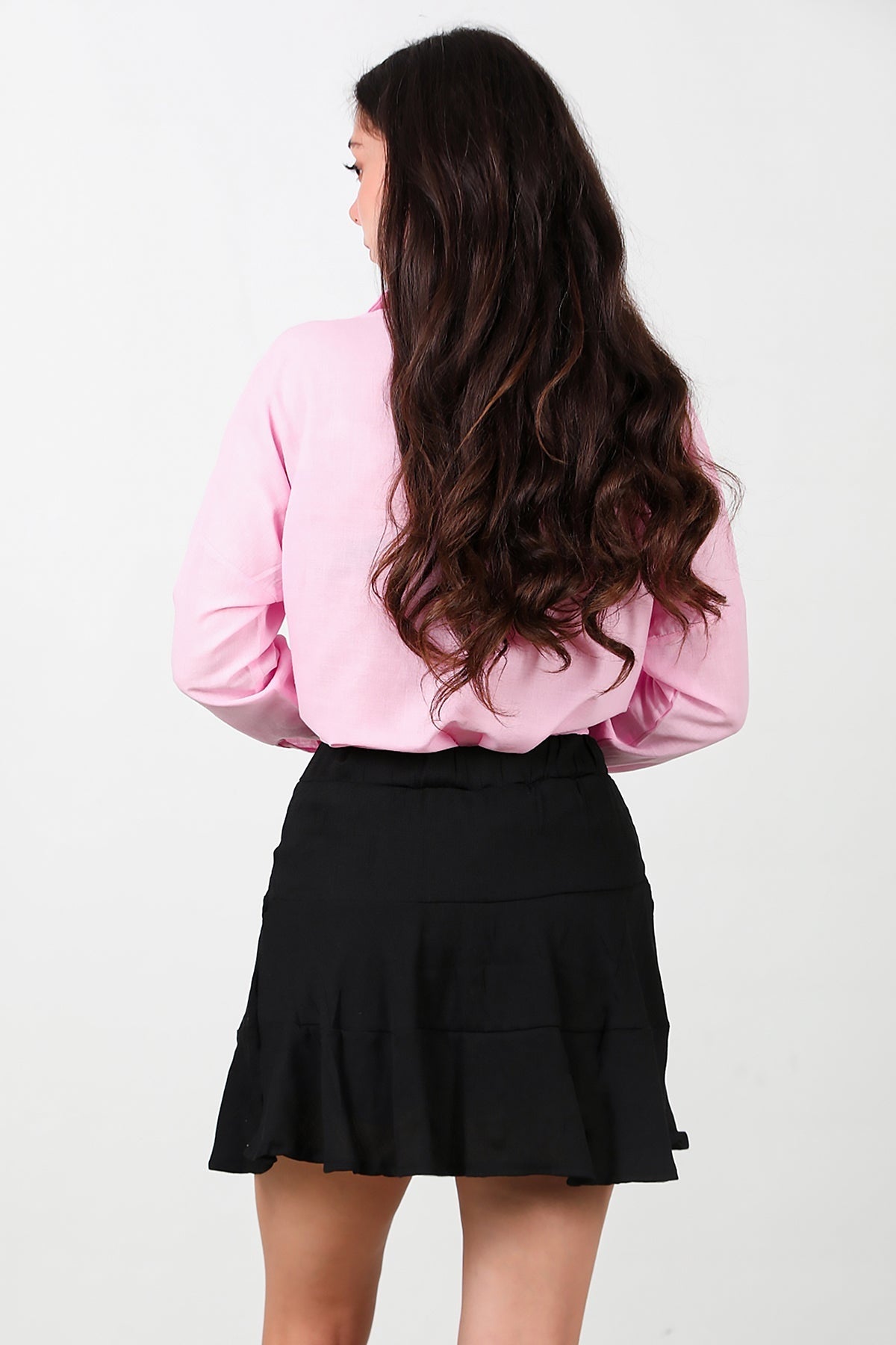 Kadın Katlı Şortlu Etek  Siyah