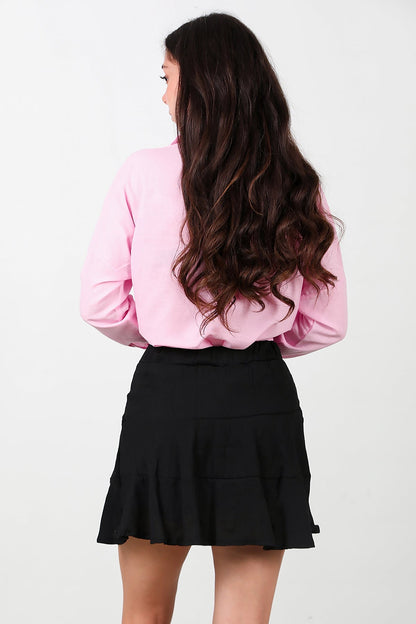 Kadın Katlı Şortlu Etek  Siyah