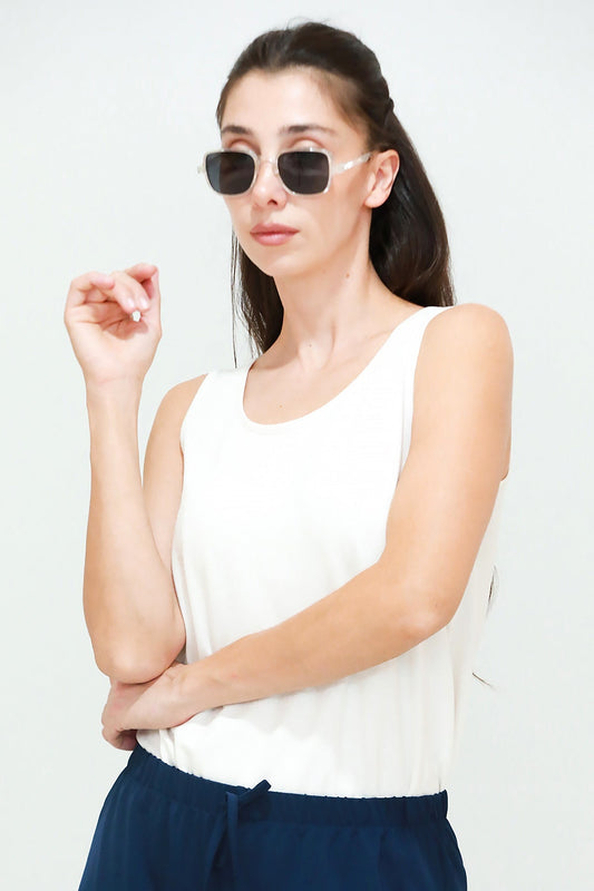 Kadın Kalın Askılı Tshırt  Ekru