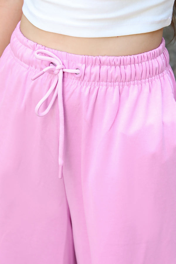 Kadın Bol Paça Cepli Pantolon  Pembe