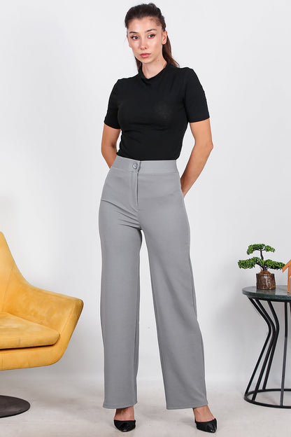 Kadın Palazzo Krep Kumaş Pantolon  Gri