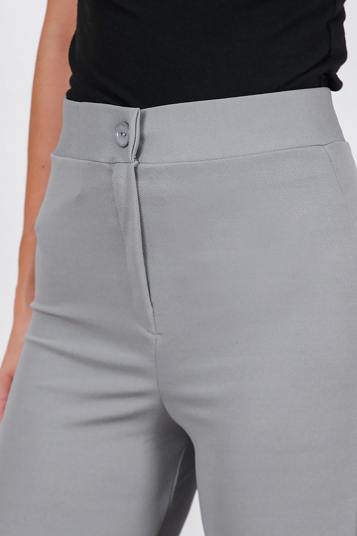 Kadın Palazzo Krep Kumaş Pantolon  Gri