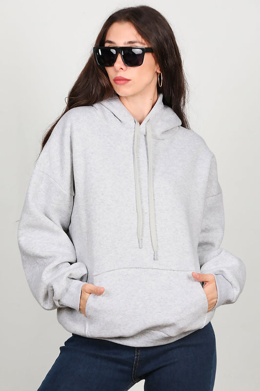 Kadın Kapşonlu Sweat  Gri