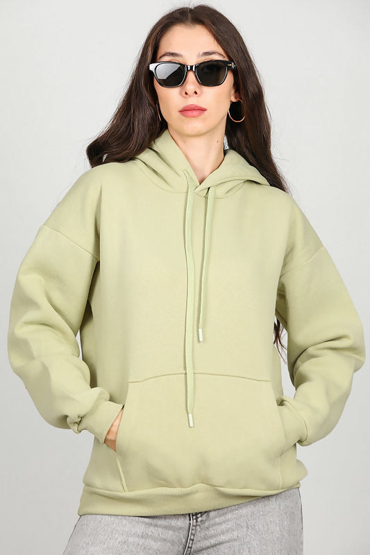 Kadın Kapşonlu Sweat  Yeşil