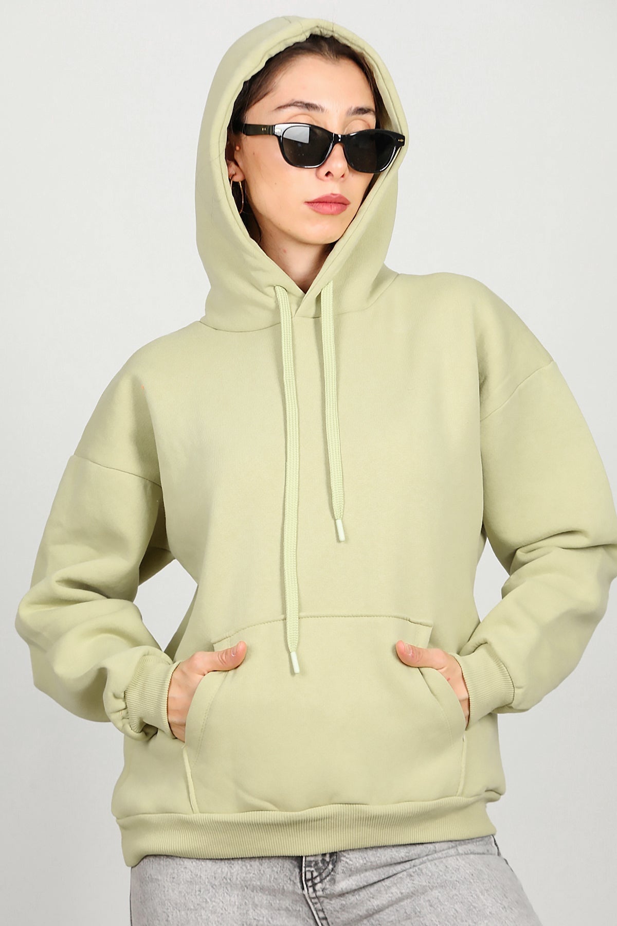 Kadın Kapşonlu Sweat  Yeşil
