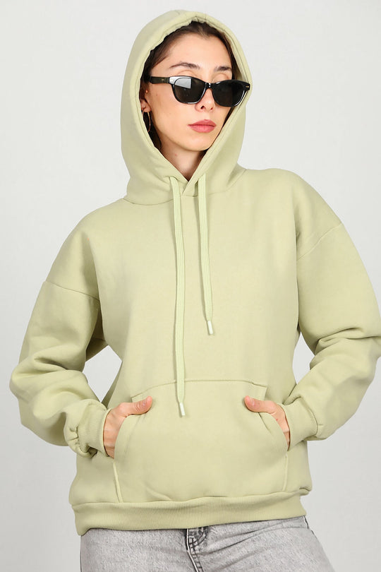 Kadın Kapşonlu Sweat  Yeşil