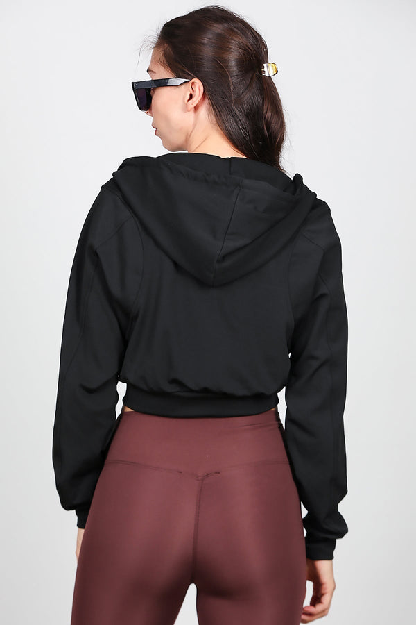 Kadın Kopşonlu Crop Sweat Siyah