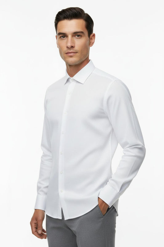 Erkek Petekli Gömlek  Beyaz