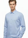 Erkek Slim Fit Çizgili Gömlek  Mavi