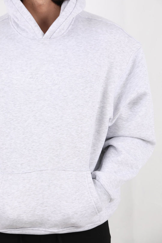 Erkek Arka Baskılı Kapşonlu Sweat  Gri