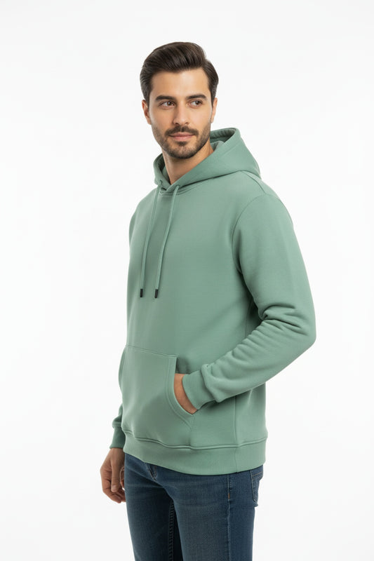 Erkek Kapşonlu İçi Polarlı Sweat  Mint