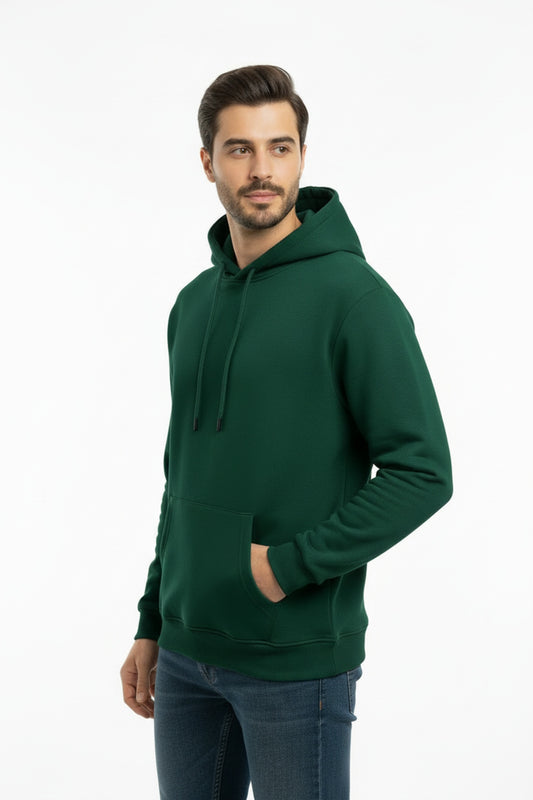 Erkek Kapşonlu İçi Polarlı Sweat  Zümrüt