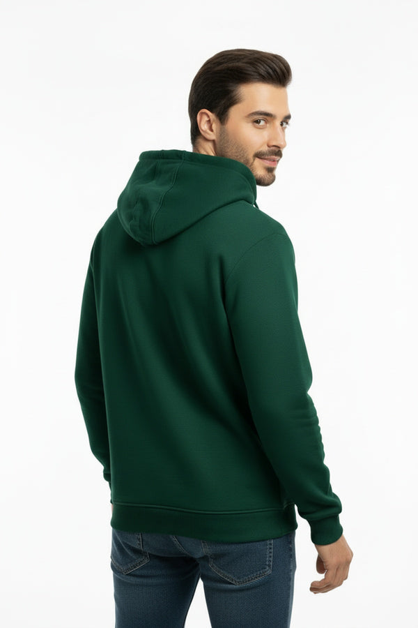 Erkek Kapşonlu İçi Polarlı Sweat  Zümrüt