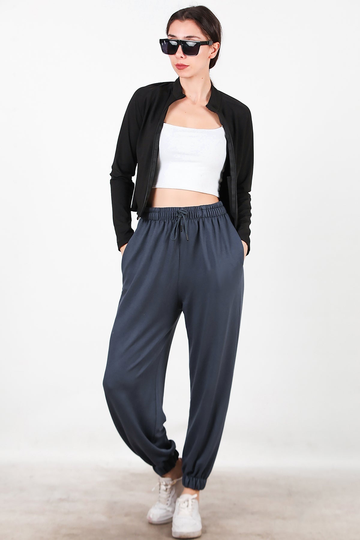 Kadın Paça Lastikli Oversize Eşofman  Füme