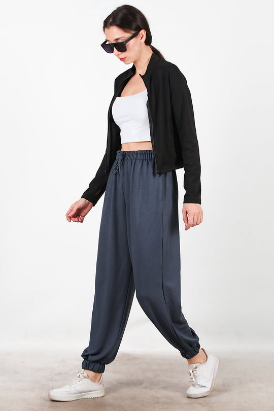 Kadın Paça Lastikli Oversize Eşofman  Füme