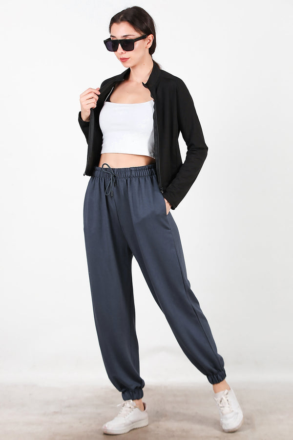 Kadın Paça Lastikli Oversize Eşofman  Füme