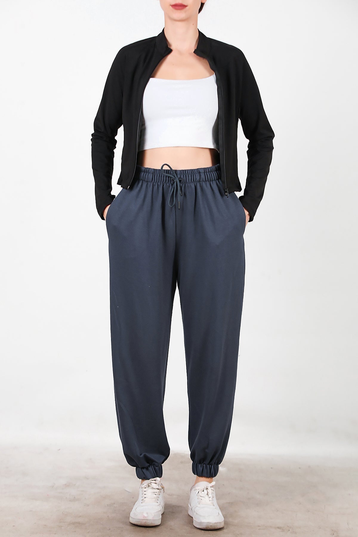Kadın Paça Lastikli Oversize Eşofman  Füme