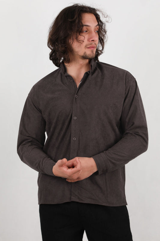 Erkek Kadife Gömlek  Kahverengi