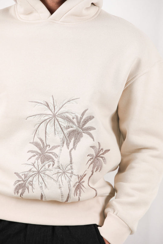 Erkek Palmiye Nakışlı Sweat Taş