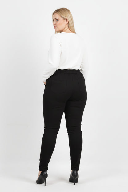 Büyük Beden Arka Bel Lastikli Pantolon  Siyah