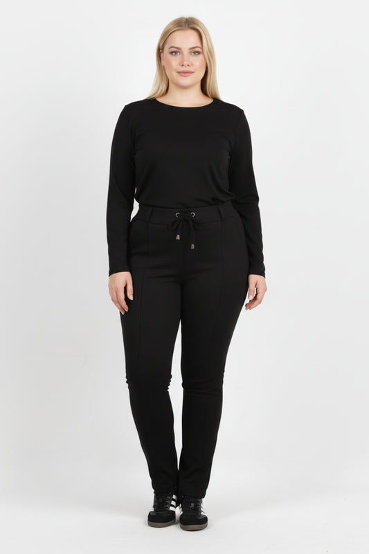 Büyük Beden Cepli Çimalı Pantolon  Siyah
