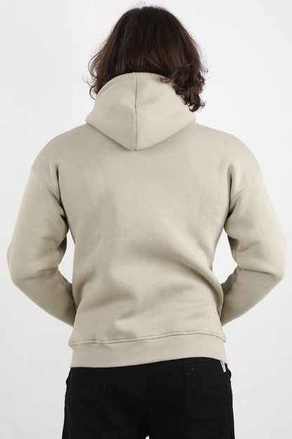 Erkek Kapşonlu Önü Fermuarlı Ceket  Haki