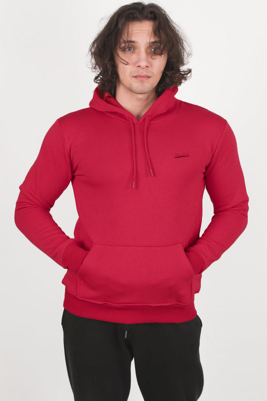 Erkek 3Iplik Kapşonlu Sweat  Kırmızı