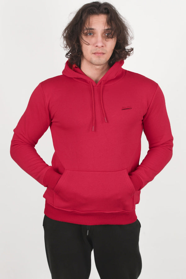 Erkek 3Iplik Kapşonlu Sweat  Kırmızı