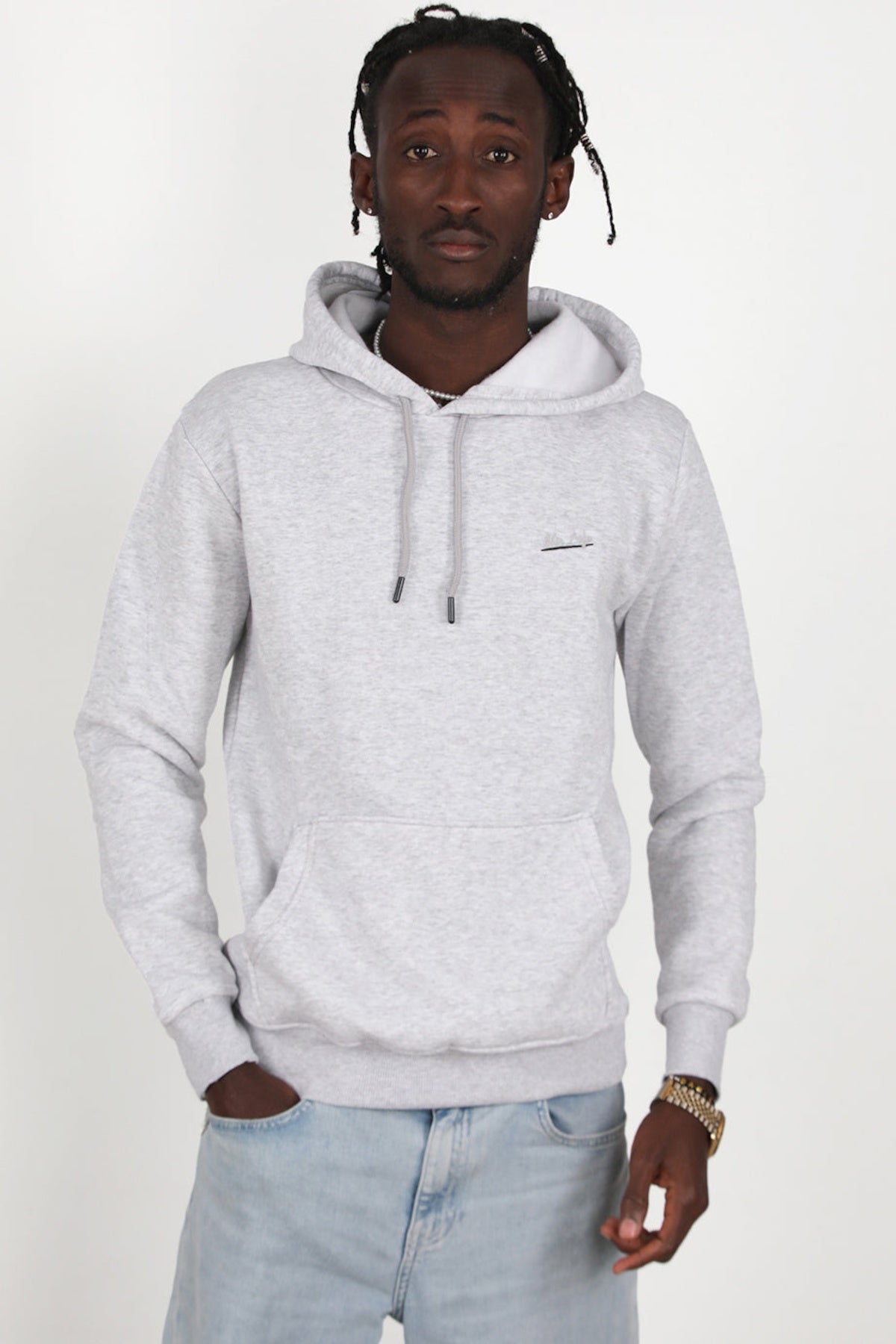 Erkek 3Iplik Kapşonlu Sweat  Açık Gri