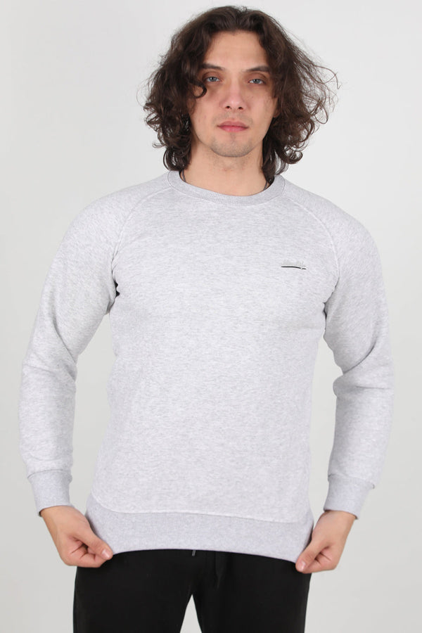 Erkek 3Iplik Omuz Çimalı Sweat  Açık Gri