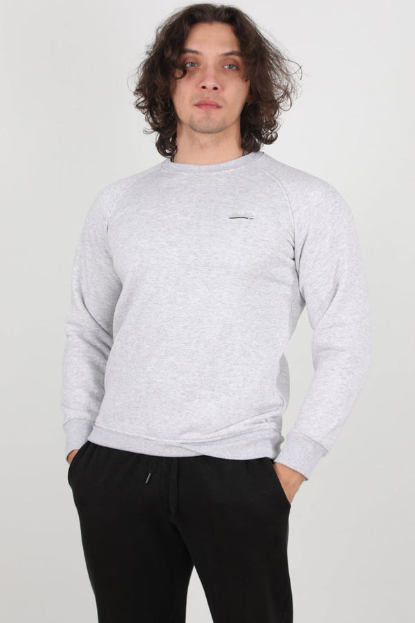 Erkek 3Iplik Omuz Çimalı Sweat  Açık Gri