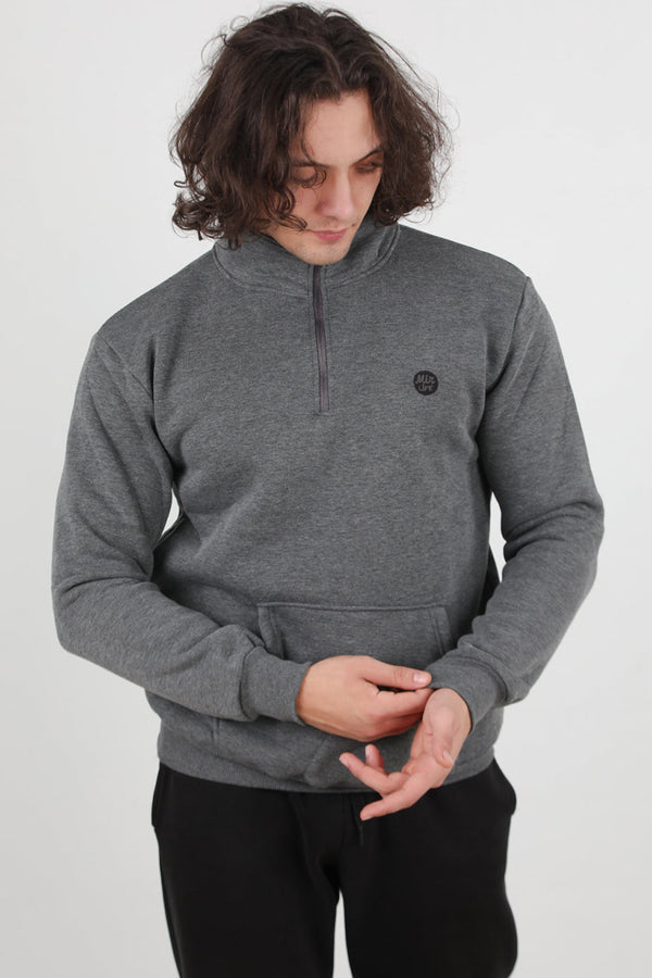 Erkek Yarım Fermuar Sweat  Antrasit