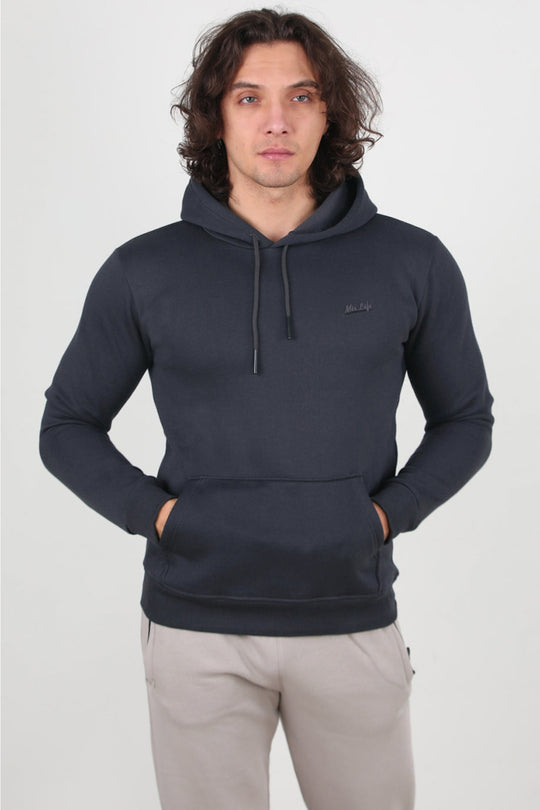 Erkek 3Iplik Kapşonlu Sweat  Füme