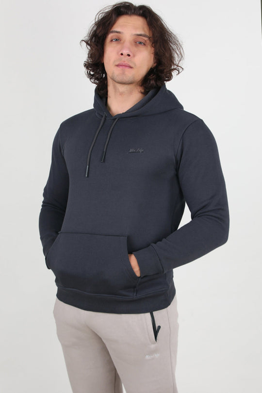 Erkek 3Iplik Kapşonlu Sweat  Füme