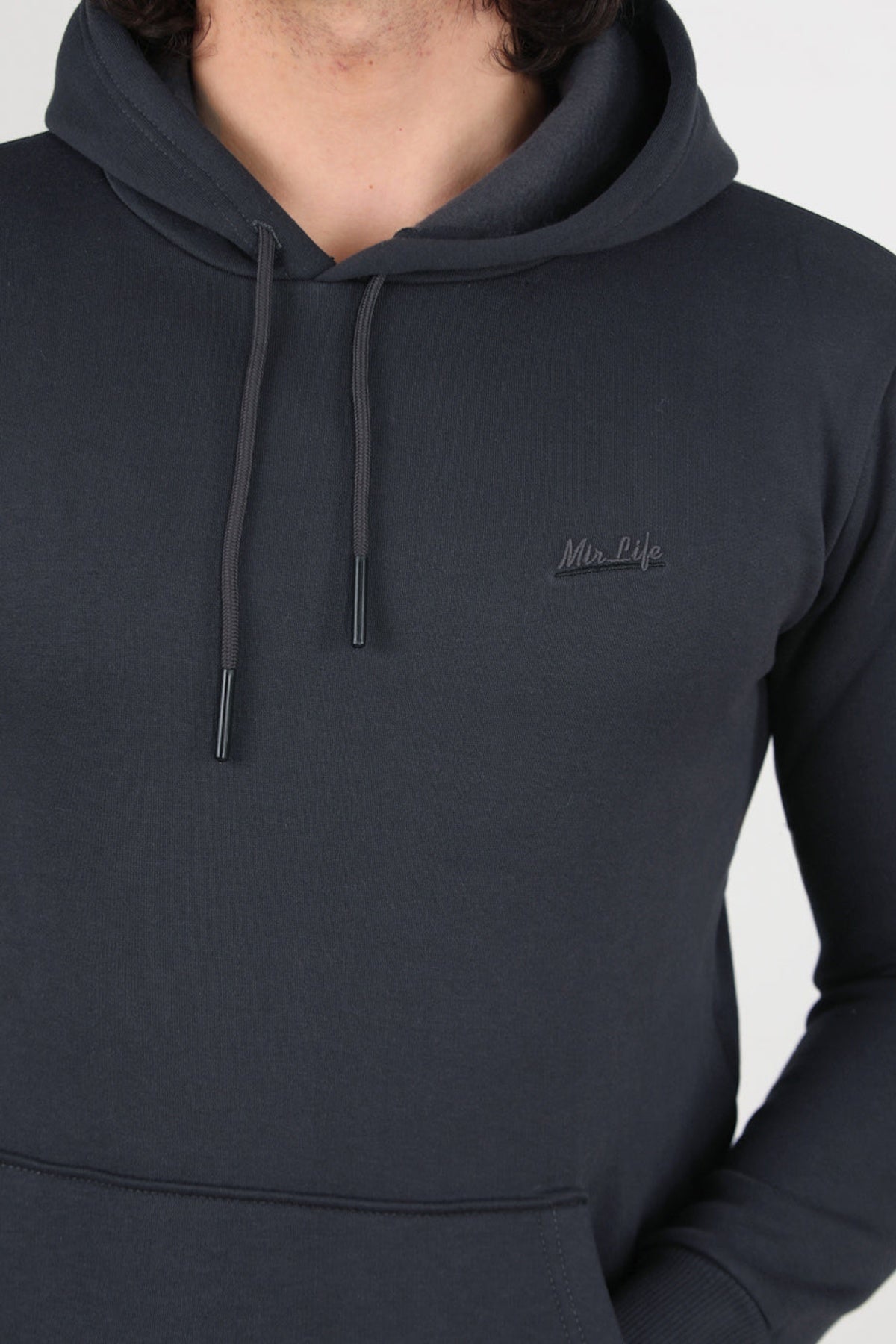Erkek 3Iplik Kapşonlu Sweat  Füme