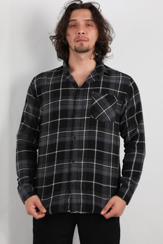 Erkek Ekoseli Oduncu Gömlek  Siyah