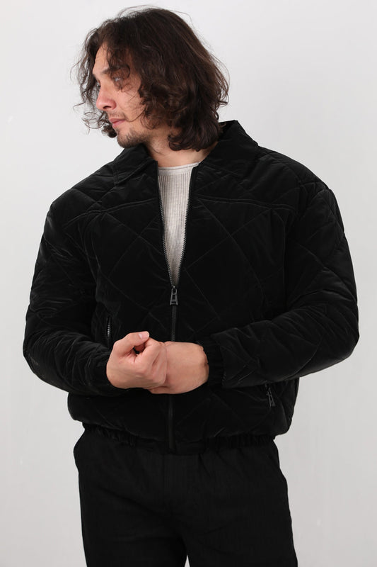 Erkek Kapiton Mont  Siyah