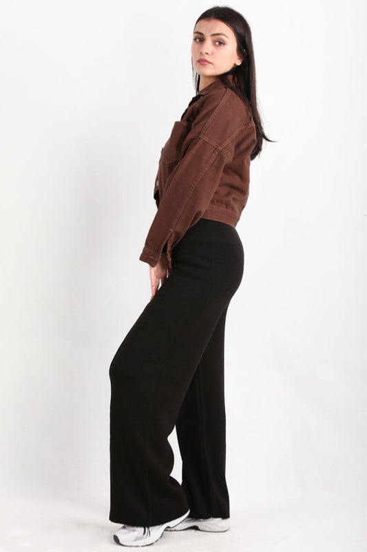 Kadın Triko Çimalı Pantolon  Siyah