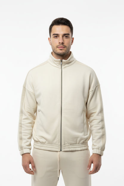 Erkek Kolları Şeritli Ceket  Taş