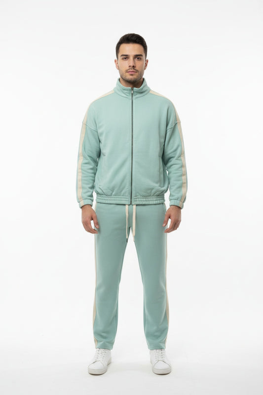 Erkek Yanları Şeritli Paça Stoperli Eşofman  Mint